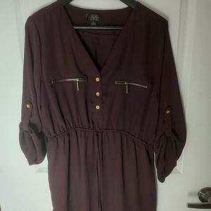 Plum Blouse with gold detail